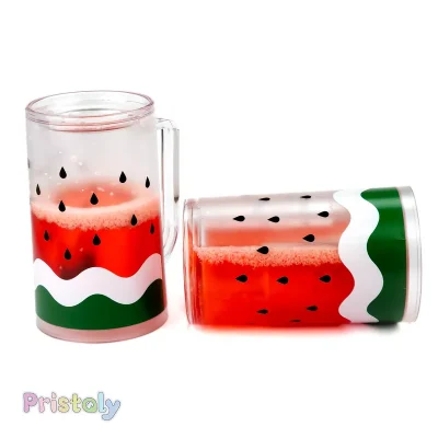 ماگ دوجداره آکواریومی جذاب طرح هندوانه ای